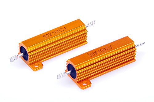 LM YN 2 Pcs 50 Watt 100 Ohm 5% Wirewound Resistor Electronic Aluminium Shell Resistors Gold Suitable For Inverter, LED lights, Speakers, Frequency Divider, Servo Industry And Other Industrial Control