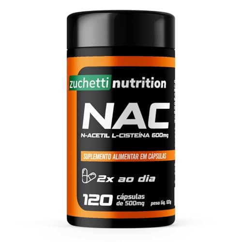 Nac 600mg n-acetil l-cisteína 120 cápsulas Zuchetti nutrition Suplemento capsula