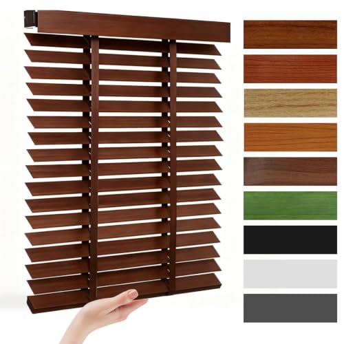 Custom Cordless Wood Blinds for Indoor Windows, Wooden Blackout Venetian Blinds with
