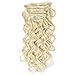 22” Clip in Hair Extensions Full Head Curly Wavy Hairpieces for Women 7pcs 140gram (Bleach Blonde - 613#)