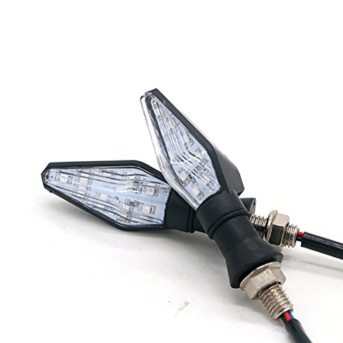 TASWK 2Pcs Motorcycle LED Double Indicator Lights Turn Signals (Amber and Blue)