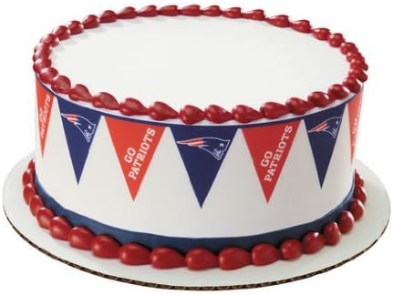 New England Patriots Pennant Designer Strips Edible Image Cake Cupcake Topper By Quantumchaos Media Amazon Co Uk Kitchen Home