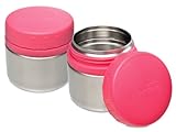 LunchBots Rounds Leak Proof Stainless Steel Food Containers Set of 2, 8 ounce, Pink