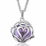 EUDORA [Love Mom] Harmony Bola Angel Chime Caller 20mm Mother Gift Pregnancy Pendant 30'' Necklace Lavender