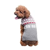 SCENEREAL Dog Sweater Christmas Winter Knitwear Xmas Clothes Classic Warm Coats for Cold Days, Grey M