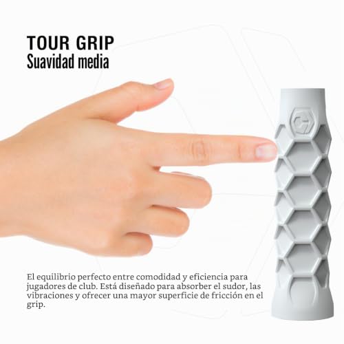 Hesacore Padel Tour Grip - Comfort Grip for Tennis Elbow, Higher Grip Strength, Less Vibrations, Finger Support, Helps Sweat Hands, Club Players, Size S