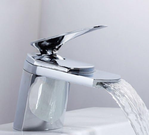Kitchen Faucet, Polished Chrome Brass Big Waterfall Spout Bathroom Basin Faucet Sink Mixer Tap, Bathroom Faucets