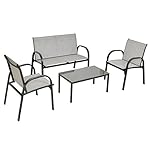 Tangkula 4 PCS Patio Furniture Conversation Set (Gray)