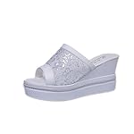 Ladies Wedges Flip Flops, Mosunx(TM) Slippers High Thick Heel Sandals Platform Shoes (39(US:7), White)