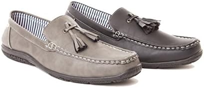 Revenant Mens Classic Slip On Tassel Loafer Shoes - Narrow (12 B, Gray)