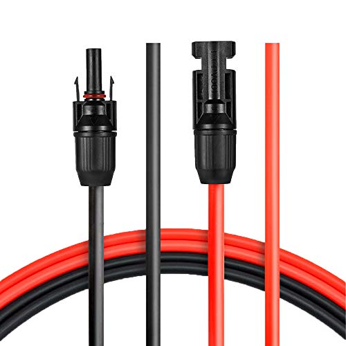 JYFT 10AWG(6mm²) Solar Extension Cable with MC4 Female and Male Connector (30FT Red + 30FT Black)