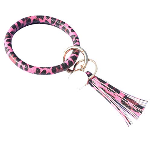 Letdown Accessories Women &Girls Wristlet Keychain Bangle Tassel Ring Circle Key Ring Leather Bangle Under 5 Dollars for Lovers