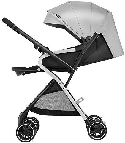 XBYESTC Gray Two-Way Baby Stroller, Light Foldable High Landscape Baby Can Sit Reclining Children's Trolley,Suitable for 0-3 Years Old Baby