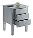 Convenience Concepts Gold Coast 3 Drawer Mirrored End Table, Mirror / Silver