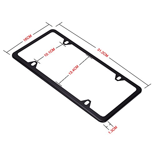 LEDKINGDOMUS License Plate Frames 2 Packs- Designed for US Standard Car License- Durable Metal & Screw Kits (4 Holes License) - Thumbnail 2