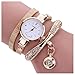 Inkach Women Leather Rhinestone Analog Quartz Wrist Watches Gift (Beige)
