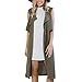 ELINKMALL Women's British Style Lapel Collar Long Windbreaker Parka Sleeveless Trench Vest Cardigan