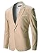 FLATSEVEN Mens Slim Fit Cotton Stylish Casual Blazer Jacket (BJ202) Beige, M