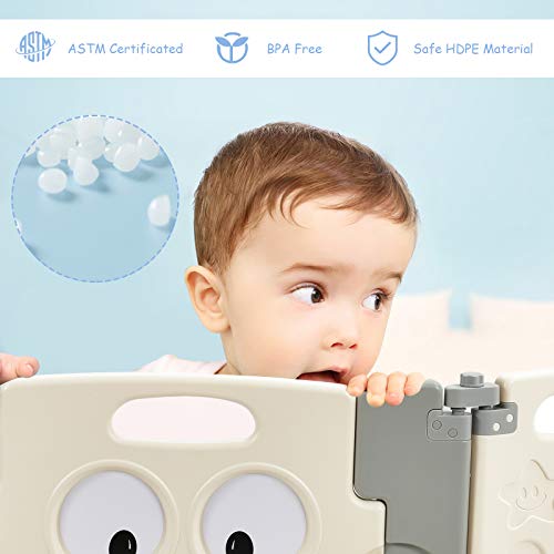 Costzon Foldable Baby Playpen, 16Panel Baby Play Yards with Lock Door