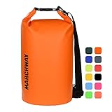 MARCHWAY Floating Waterproof Dry Bag 5L/10L/20L/30L, Roll Top Dry Sack for Kayaking, Rafting, Boating, Swimming, Camping, Hiking, Beach, Fishing, Skiing, Snowboarding (Deep Orange, 20L)