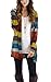 ECOWISH Womens Cardigans Striped Long Sleeve Open Front Stitching Casual Kimono Cardigans Red S