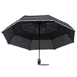 Arcadia Outdoors Vented Double Canopy Wind Resistant Travel Umbrella with Reflective Edge - Auto Open/Close - Lifetime Guarantee