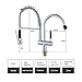Fapully Commercial Spring Pre-Rinse Single Lever One Hole Pull Down Kitchen Faucet Pull Out Sprayer with Double Spout Sink Faucet Polished Chrome