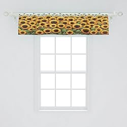 Ambesonne Sunflowers Window Valance Pack of