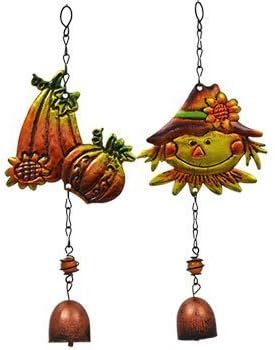 Fall Harvest Metal Bell Wind Chimes Perfect for Gardens, Porches, Patios, Gazebos, Harvest Thanksgiving Decoration (Set of 4)