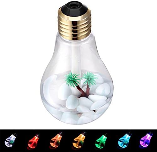 Wohaore USB Powered Color Changing Cool Mist Bulb Humidifier-400mL Capacity-Super Quiet Operation-7 Color Nightlight