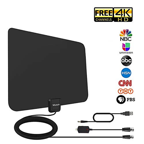 Digital TV Antenna - Amplified HDTV Antenna 65-120Miles Range with 2019 Newest Powerful Amplifier Signal Booster, Support 4K 1080P for All Old TVs w/ 13.2ft Coaxial Cable