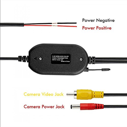 HonsCreat Universal 2.4G Wireless Color Video Transmitter and Receiver for The Vehicle Backup Camera or Front Car Camera Rear View Monitor