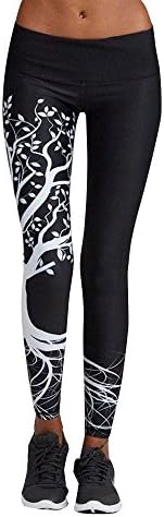 Rokment Athletic Yoga Pants, Women Printed Sports Workout Gym Fitness Exercise Running (M, Black)