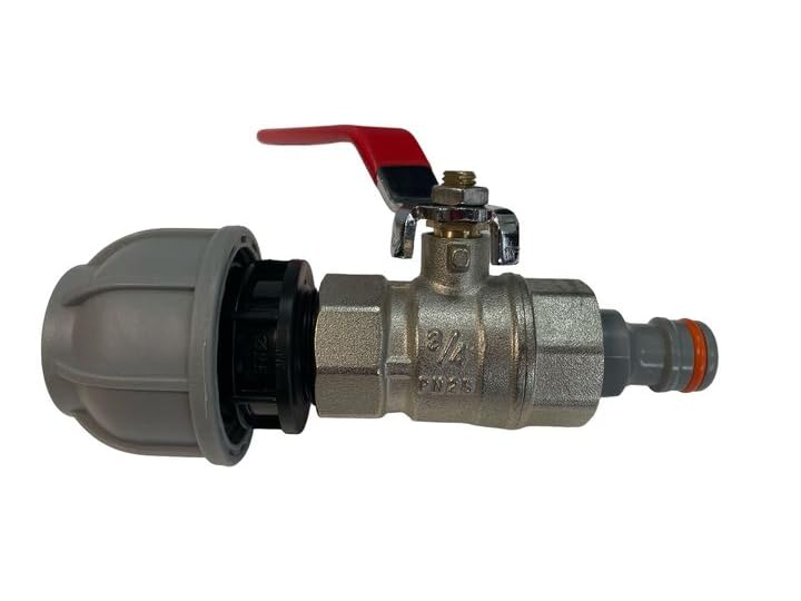 mdpe Water Pipe to Garden Hose Connector with Metal Full Flow Valve (25mm mdpe-Valve-Click-Lock)