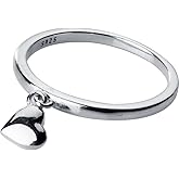 Izpack Dangling Love Heart Stacking Thin Ring for Women Girls 925 Sterling Silver Hearted Charm Statement Knuckle Finger Bands Rings Cute Jewelry Gifts for Girlfriend Valentine's Day