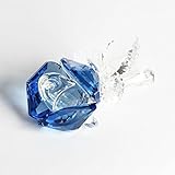 Waltz&F Crystal Rose Flower,Glass Rose Paperweight Figurine Collectible Statue Wedding Table Centerpiece Ornament,Blue Rose