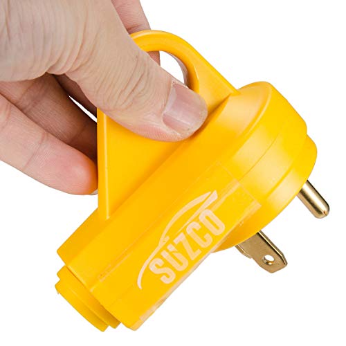 SUZCO 30 Amp RV Male Power Cord Replacement Plug End, 125 Volt Repair Receptacle Grip Electrical Plug