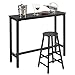 Mr IRONSTONE 2-Piece Bar Table Set, 47” Pub Dining Height Table Bistro Table with 1 Bar Stool Black Textured Top (Indoor USE ONLY)