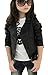 EGELEXY Big Girl's Classic Style Lapel Neck Slim Spring PU Leather Zipper Jacket Coat (9-10T, Black)