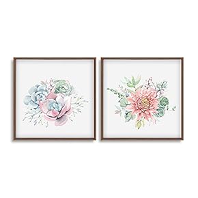 Framed Canvas Wall Art for Living Room, Bedroom Plant Theme Canvas Prints for Home Decoration Ready to Hang - 16"x16"x2 Panels