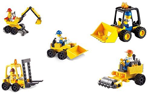 [Xipoo] xipoo Construction Engineering Series 5In1 180pc Building Bricks Toy Set Front Loader Road Roller Bulldozer Forklift Digging [parallel import goods]