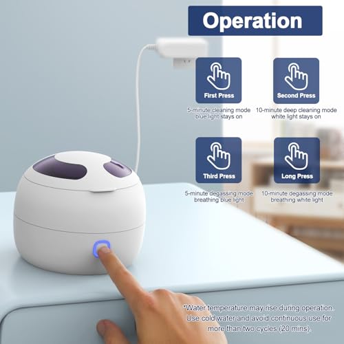 Ultrasonic Retainer Cleaner, ZYREX 45kHz Retainer Cleaner Machine, 24W Ultrasonic Cleaner with 4 Modes for Dentures, Night Guards, Mouth Guards, Toothbrush Heads, Jewelry, 200ML Portable (white)