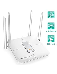 WISE TIGER WiFi Router AC 1200Mbps 5G Enrutadores de Internet inalámbricos de correa dual para trabajos en el hogar con Alexa