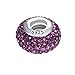 Boruo Charms 925 Sterling Silver Czech Crystal Amethyst Glass Ball Beads Spacers February Birthstone Threaded Core Charm Fit All Bracelets.