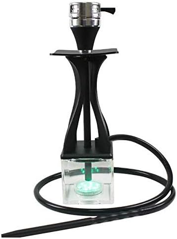 Yameisi 2019 New Arrival Home Furniture Aluminum Acrylic Shisha Hookah Arab Sheesha with LED Light for Water Smoking Beer Bar (Black)