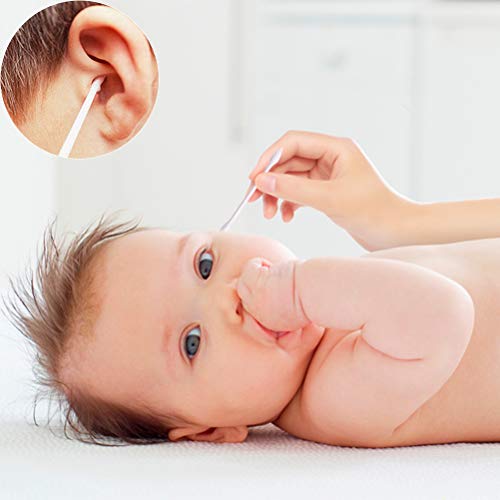 Lameila 200pcs Thin Shaft Cotton Swabs for Baby Ear Nose Clean 100% Cotton Double Tipped White Natural Paper Sticks Multipurpose Cotton Buds Cleaning Sterile Sticks