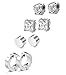 Jstyle 4 Pairs Stainless Steel Stud Earrings for Men Women Magnetic Stud Earrings Non-piercing CZ (B: 4 Pairs(8MM White))