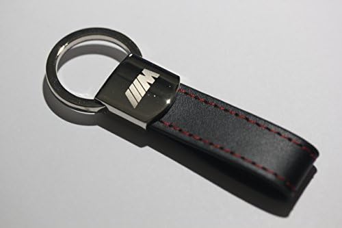 myvalvecaps Car Auto Metal Chrome Leather Red Stitches Keychain Key Chain Ring for All BMW M Series