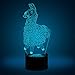 3D Illusion Lamp Alpaca Led Night Light, USB Powered 7 Colours Flashing Touch Switch Bedroom Decoration Lighting for Kids Christmas Gift