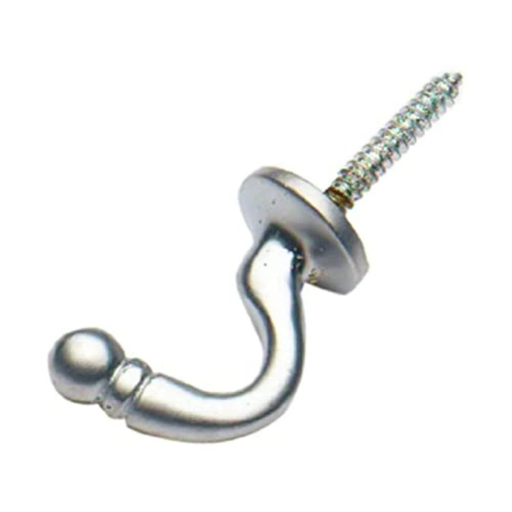 Merriway® BH01645 (2 Pcs) Ball End Curtain Drapery Hold Back Tie Back Hooks, 40mm (1.1/2 inch) Satin Chrome Plated - Pack of 2 Pieces